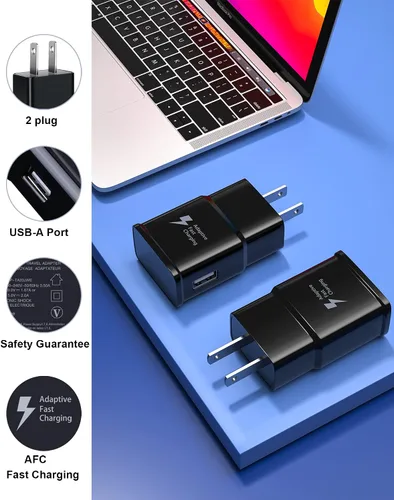 Vista 5 de Cargador tipo C de carga rápida, paquete de 2 cargadores rápidos adaptativos USB C Android para teléfono con 6 pies + 6 pies + cable de carga de 1.5