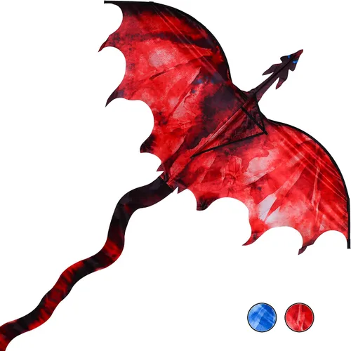 Vista 10 de JEKOSEN Dragon Kite - Cometas Delta grandes para niños y adultos Principiantes, cuerda de una sola línea fácil de volar para viajes a la playa
