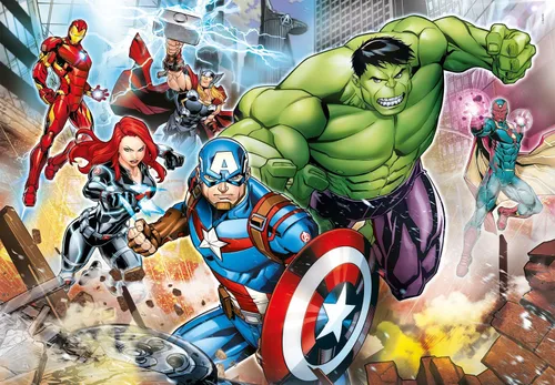 Vista 2 de Clementoni - 29295 - Rompecabezas Supercolor para Niños - Marvel Los Vengadores-180 Piezas