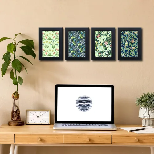 Vista 6 de Juego de 4 portarretratos de 4 x 6 pulgadas, hechos de madera maciza con cristal real, para fotos de 4 x 6 pulgadas sin paspartú, montaje en pared