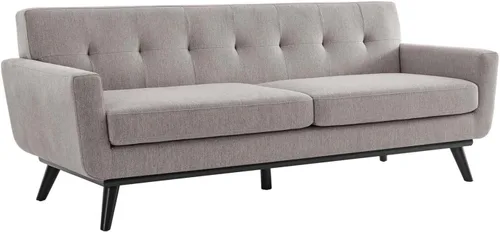 Vista 4 de Modway Engage - Sofá moderno de tela texturizada con respaldo copetudo en gris claro