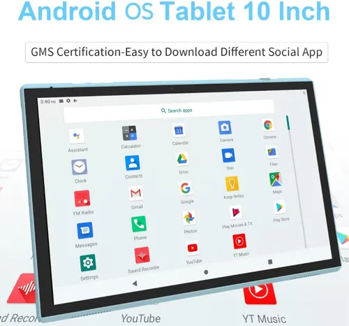 Vista 7 de Tablet de 10 pulgadas con estuche protector y lápiz táctil, tabletas Android 15, 8GB RAM 32GB ROM/1TB de expansión, 8H 6000mAh batería Wifi