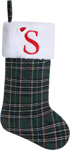 Vista 49 de Calcetines de Navidad bordados con monograma inicial de 20 pulgadas, decoración de Navidad, calcetines personalizados, decoración de temporada