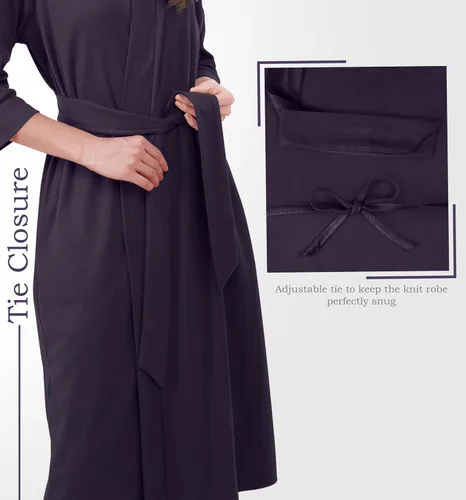 Vista 4 de NY Threads Bata de baño de punto largo para mujer, manga 34, kimono suave, ligero, ropa de descanso