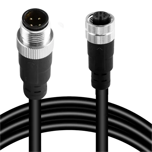 Vista 11 de Cable conector hembra doble M12 de 4 pines – Cable de extensión de sensor impermeable industrial, cable de señal seguro codificado A