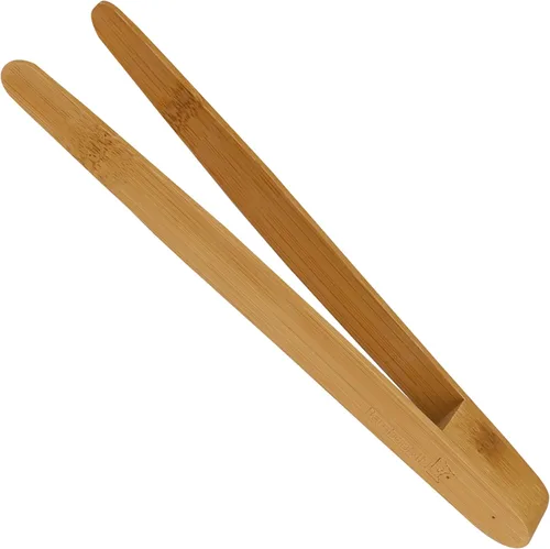 Vista 8 de BambooMN - Pinzas reutilizables de bambú "A" para tostadas de 7.9" - Marrón carbonizado - 10 piezas Carbonizado - Bloque de fulcro - 10 Piezas