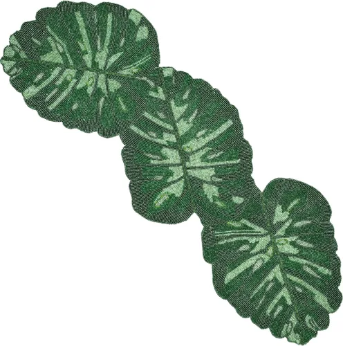 Vista 18 de CLEENTABLE Camino de mesa decorativo con cuentas de 36 pulgadas, diseño floral hecho a mano con respaldo de poliéster duradero para comedor, mesa