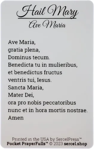 Vista 2 de SercelPress Ave María en latín, Ave María: Pocket PrayerFulls: Durable Wallet Tarjeta de oración: Oraciones Católicas