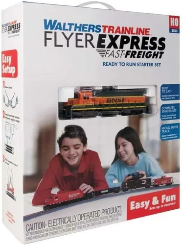 Vista 2 de Walthers Trainline HO Scale 1/87 Flyer Express Fast Freight Train Set - Burlington Northern Santa Fe