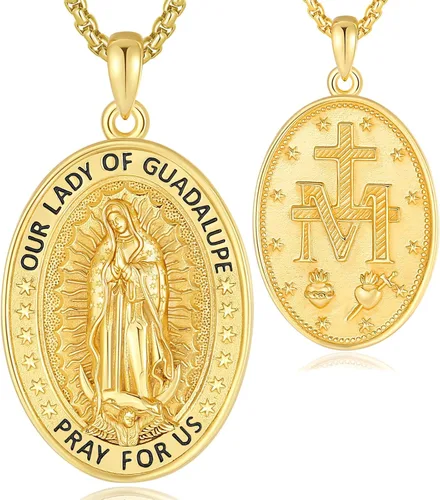 Vista 12 de EUDORA Medalla de plata de ley S925 con collar de San Patrono para mujeres A01-Saint Benedict Medalla
