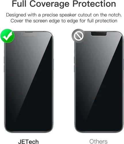 Vista 2 de JETech Protector de pantalla de cobertura completa para iPhone 13 Pro Max de 6.7 pulgadas, película de vidrio templado 9H, compatible con fundas