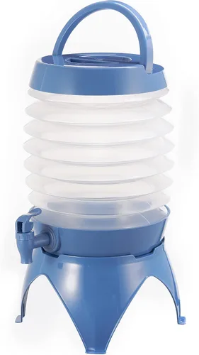 Vista 2 de Dispensador de bebidas, dispensador de bebidas de jugo de limonada con espita para fiesta al aire libre, portátil, plegable, transparente, 5.5 L