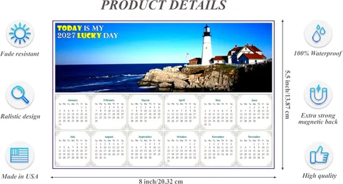 Vista 3 de Calendario magnético 2025 – Imanes de calendario – Today is my Lucky Day – Resistente a la decoloración, desgarros y agua