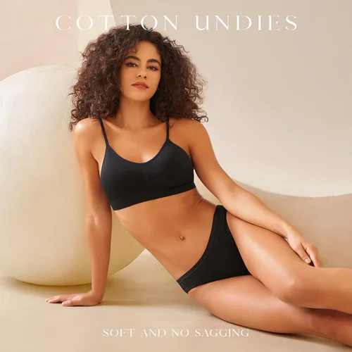 Vista 2 de SIMIYA Paquete de 710 ropa interior de algodón para mujer, ropa interior elástica hipster, ropa interior transpirable y suave para bikini