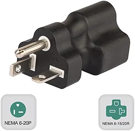 Vista 9 de Nema 5-15P to 5-15R/5-20R AC Power Adapter 15A 125V adaptador de corriente alterna 15 Amp Household AC Plug, 20 Amp T Blade Power