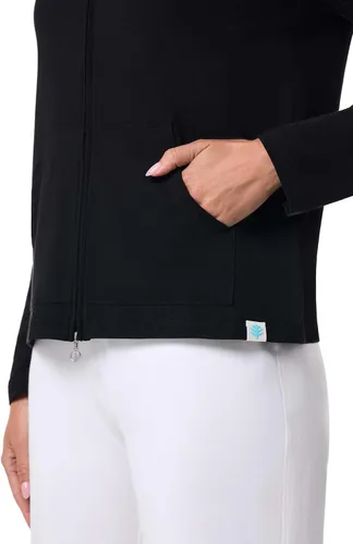 Vista 4 de Sudadera con capucha para la costa, de Coolibar, para mujer, UPF 50+, protege del sol