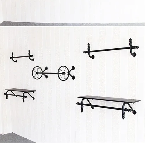 Vista 6 de Perchero montado en la pared, percha resistente, barra de ropa colgante de metal, utilizado en tiendas de ropa/hogar (31.5 in)