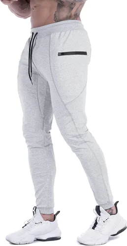 Vista 2 de MAIKANONG Pantalones deportivos ajustados para hombre, pantalones de entrenamiento para gimnasio, correr, atletismo, casual