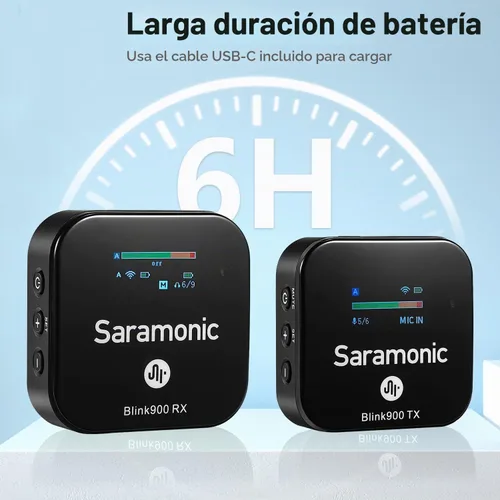 Vista 8 de Saramonic Blink900 B1 Sistema de micrófono inalámbrico Lavalier y alcance inalámbrico de 656 pies y pantalla OLED para cámara réflex digital Canon