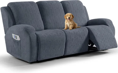 Vista 39 de VANSOFY Fundas para sillas reclinables, 4 piezas, elásticas, de tela jacquard, suave funda para silla reclinable, protector de muebles con parte