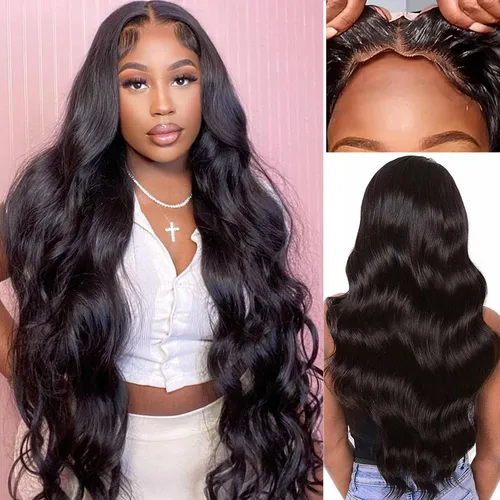 Vista 10 de Pelucas de cabello humano de 28 pulgadas con encaje frontal de color marrón rojizo de 5 x 5, pelucas de cierre de encaje HD para mujeres negras