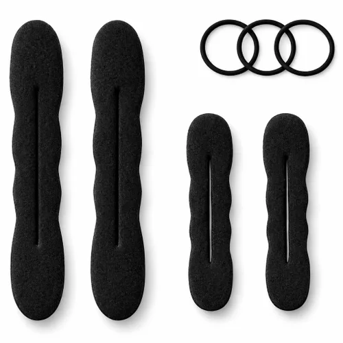 Vista 8 de Styla Hair Creador Mágico de Moños (2 Pequeños, 2 Grandes) Esponja de Espuma Moldeadora de Moños Accesorios para el Cabello (Morena)