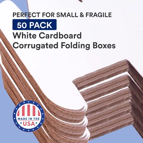 Vista 3 de Box USA Cajas de mudanza pequeñas de 7.375 pulgadas de largo x 7.375 pulgadas de ancho x 1.375 pulgadas de alto, paquete de 50 Caja de cartón