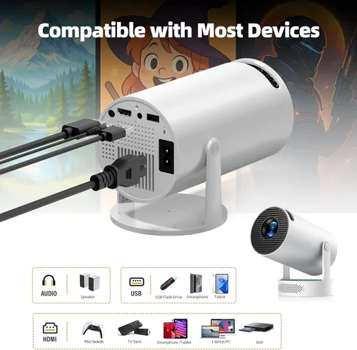 Vista 7 de Mini proyector con WiFi 6 y Bluetooth, compatible con 4K