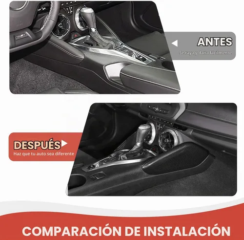 Vista 5 de RAZPOY Cubierta del panel lateral de la palanca de cambios compatible con Chevrolet Chevy Camaro 2016-2023 accesorios interiores de fibra de carbono
