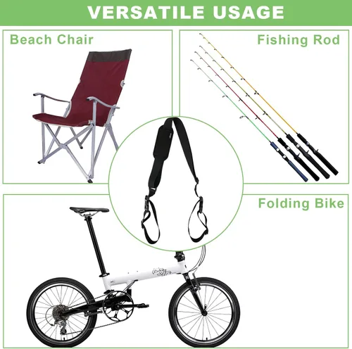 Vista 6 de Cosmos Correa ajustable para silla de playa, correa de hombro para patineta, correa de transporte para silla de playa, silla plegable, bicicleta