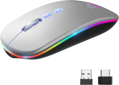 Vista 10 de HOTLIFE Ratón inalámbrico, delgado LED recargable silencioso Bluetooth Negro