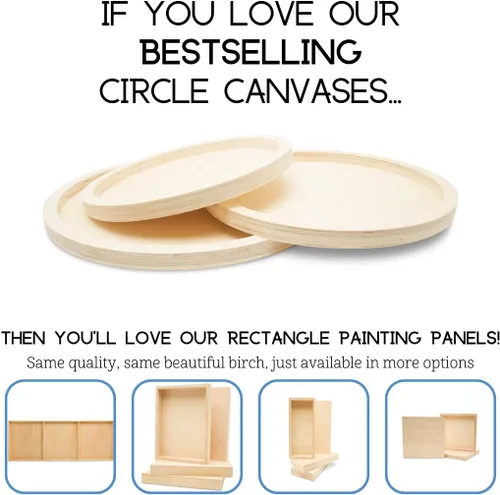 Vista 5 de Panel circular de madera de 8-3/16 pulgadas de diámetro, paquete de 1 tablero de lienzo redondo, bandejas de madera sin terminar para manualidades