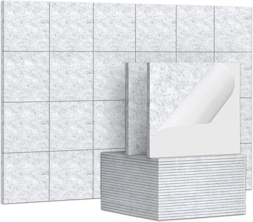 Vista 16 de TroyStudio 20 piezas de paneles acústicos autoadhesivos - Paneles absorbentes de sonido de 12 x 12 x 0.32 pulgadas, paneles de sonido decorativos