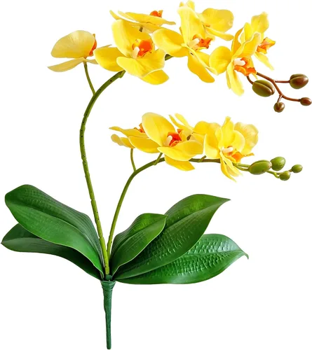 Vista 7 de 2 ramas, flores artificiales de faleanopsis moradas, tallos de orquídeas sintéticas, plantas para decoración del hogar, bonsái y jardín (rojo rosa)