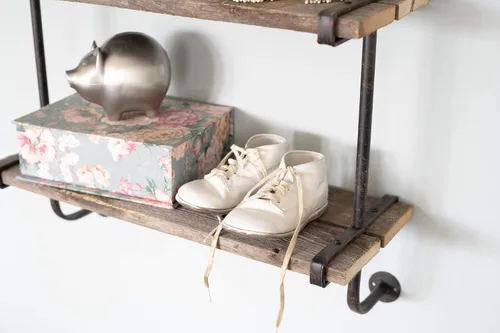 Vista 9 de BARNWOODUSA Estante rústico de madera con 2 tablones, repisa de pared de granja, Natura Estante rústico de madera con – Ideal para la decoración