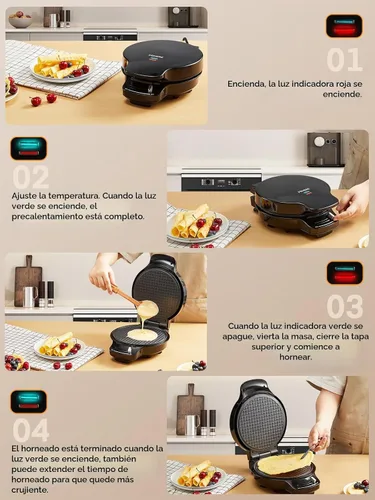 Vista 7 de FOHERE Máquina para hacer conos de gofres y fabricar tazones de helado con control de temperatura, tazón de gofre antiadherente de doble cara