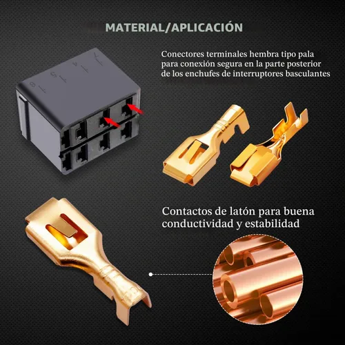 Vista 6 de Twidec /200 unids 0.248 in conector de pala hembra terminales de empalme rápido conector de alambre no aislado para relé de cableado eléctrico