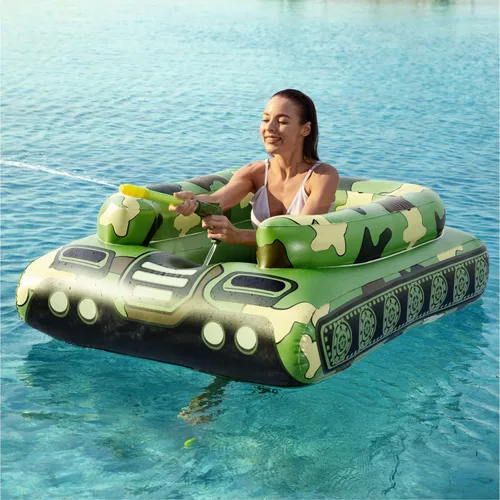 Vista 11 de Flotadores de Piscina de Tanque Inflables para Niños – Jasonwell Flotadores de Piscina para Niños Pequeños Tanque de Piscina con Cañón de Agua