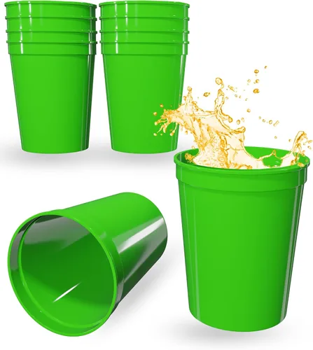 Vista 73 de PartyPrints Paquete de 100 vasos de plástico en blanco reutilizables de 10 a 12 onzas, vasos de estadio a granel, sin BPA, aptos para lavavajillas