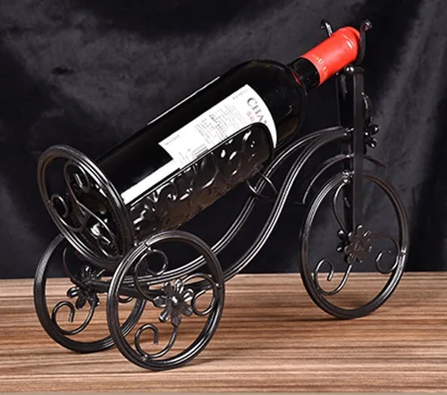 Vista 5 de Soporte de vino de hierro forjado/estante forma de bicicleta triciclo arte decoración del hogar (negro)