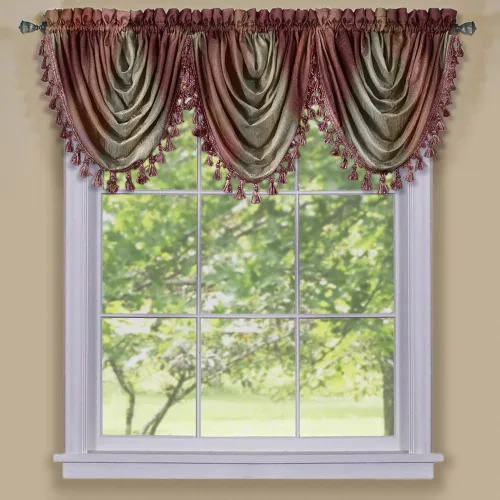 Vista 3 de PowerSellerUSA Designer Home - Paneles de cortina semitransparentes a rayas multicolor (rojo, panel de 50 x 63 pulgadas)
