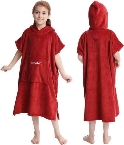Vista 9 de Hiturbo Toalla de cambio de toalla para niños: toallas de baño de felpa suave, sudadera con capucha cálida de forro polar coral, poncho de surf