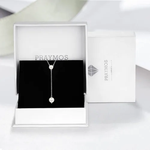 Vista 7 de Collar de perlas para mujer, de plata de ley, simple, a la moda, delicado, collar de perlas de capas largas, collar de perlas de perlas, regalos