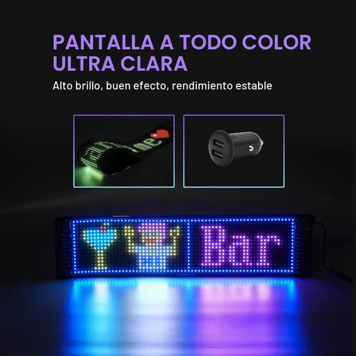 Vista 5 de Letrero LED programable de desplazamiento – Tablero de visualización a todo color con control de aplicación Bluetooth – Patrones personalizados