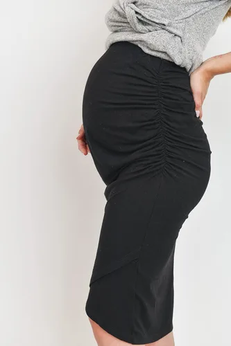Vista 4 de Falda de maternidad elástica de cintura alta con tulipán fruncido para mujer