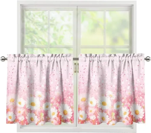 Vista 59 de God Bssing You Tier Curtains for July 4Th 2026 27.5x24 2 Panels Light Filtering Half Window Rod Pocket for Kitchen/Bathroom