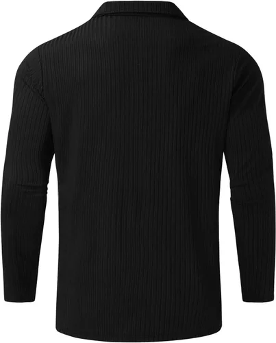 Vista 5 de Camisetas con solapa y cremallera para hombre, elásticas, ligeras, térmicas, de manga larga, elásticas, sin botones, básicas, túnica