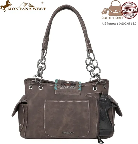 Vista 6 de Montana West Bolso de mano occidental para mujer, bolso de hombro oculto con cartera