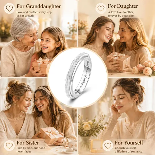 Vista 6 de 925 Sterling Silver Spinner Ring for Women Men – Anxiety Relief Fidget Ring, Mindfulness Rings for Women, Thumb Fidget Calm Ring, Inspirational