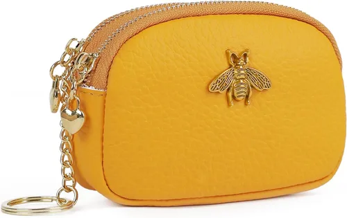 Vista 12 de Monedero de cuero para mujer, billetera pequeña para mujer, bolsa de cambio A-Negro